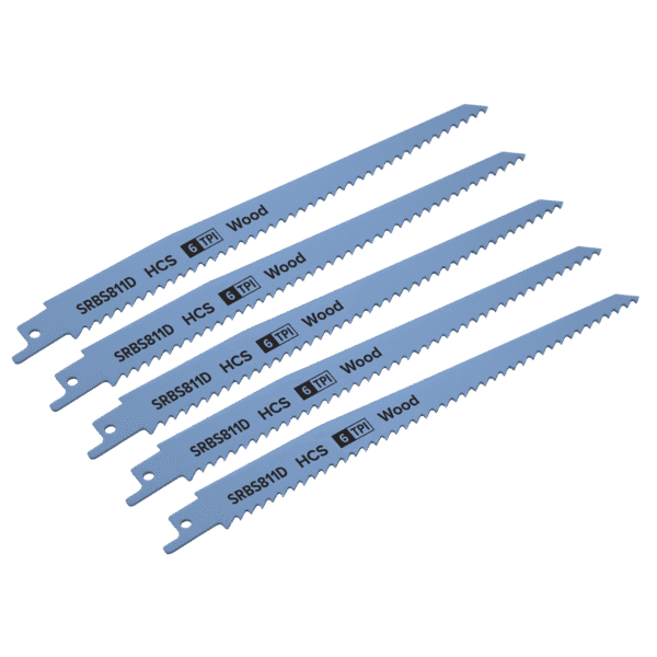 Reciprocating Saw Blade for Clean Wood 200mm 6tpi - Pack of 5
