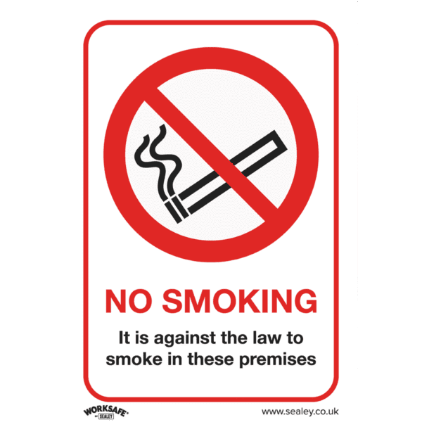 Worksafe® No Smoking On Premises Safety Sign - Self-Adhesive Vinyl