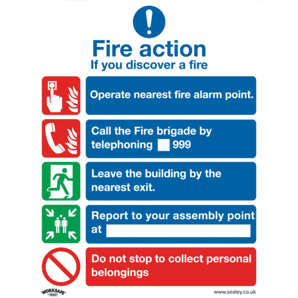Worksafe® Fire Action Without Lift Safety Sign - Rigid Plastic