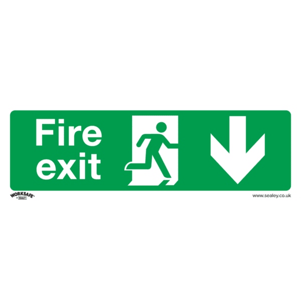 Worksafe® Fire Exit (Down) Safety Sign - Rigid Plastic