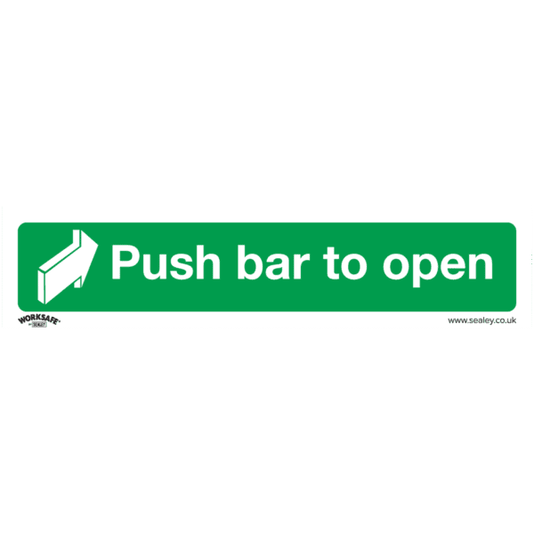Worksafe® Push Bar To Open Safety Sign - Self-Adhesive Vinyl