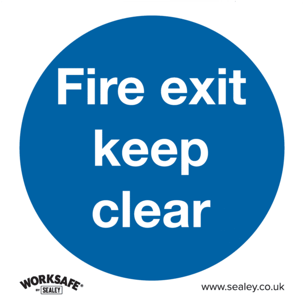 Worksafe® Fire Exit Keep Clear Safety Sign, Self-Adhesive Vinyl - Pack of 10