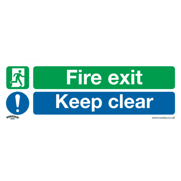 Worksafe® Fire Exit Keep Clear (Large) Safety Sign - Rigid Plastic