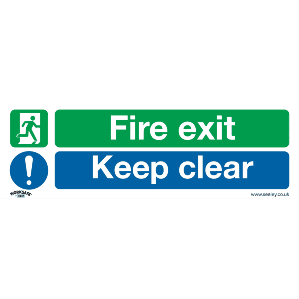Worksafe® Fire Exit Keep Clear (Large) Safety Sign - Self-Adhesive Vinyl