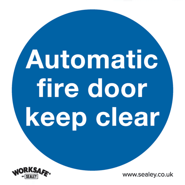 Worksafe® Automatic Fire Door Keep Clear Safety Sign - Self-Adhesive Vinyl