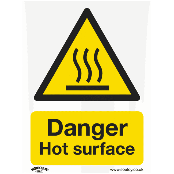 Worksafe® Danger Hot Surface Safety Sign, Rigid Plastic - Pack of 10