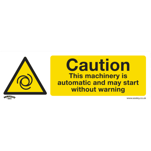 Worksafe® Caution Automatic Machinery Safety Sign, Rigid Plastic - Pack of 10