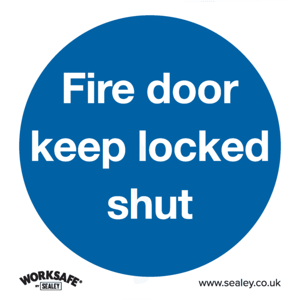 Worksafe® Fire Door Keep Locked Shut Safety Sign, Rigid Plastic - Pack of 10