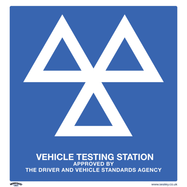Worksafe® MOT Testing Station Safety Sign, Rigid Plastic - Pack of 10