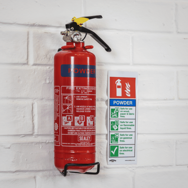 Worksafe® Powder Fire Extinguisher Safety Sign, Self-Adhesive Vinyl - Pack of 10