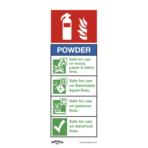 Worksafe® Powder Fire Extinguisher Safety Sign - Self-Adhesive Vinyl
