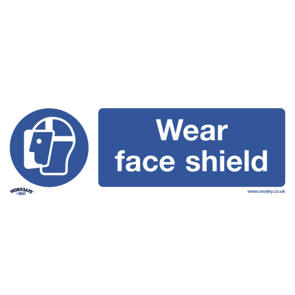 Worksafe® Wear Face Shield Safety Sign, Self-Adhesive Vinyl - Pack of 10