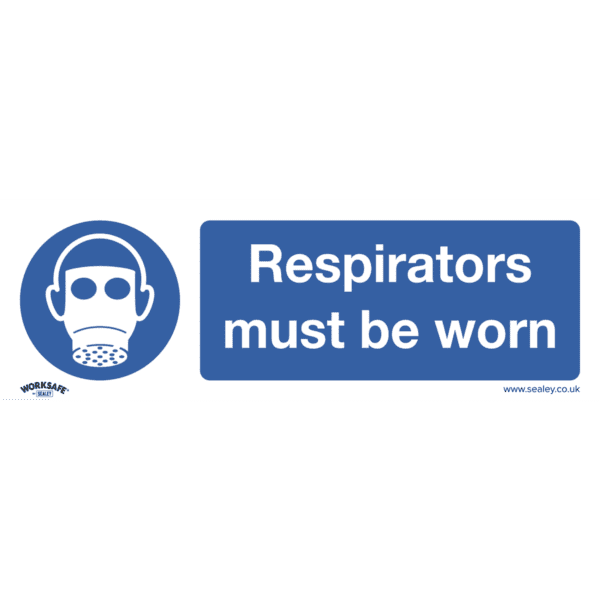 Worksafe® Respirators Must Be Worn Safety Sign, Rigid Plastic - Pack of 10