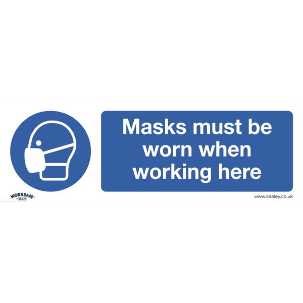 Worksafe® Masks Must Be Worn Safety Sign, Rigid Plastic - Pack of 10