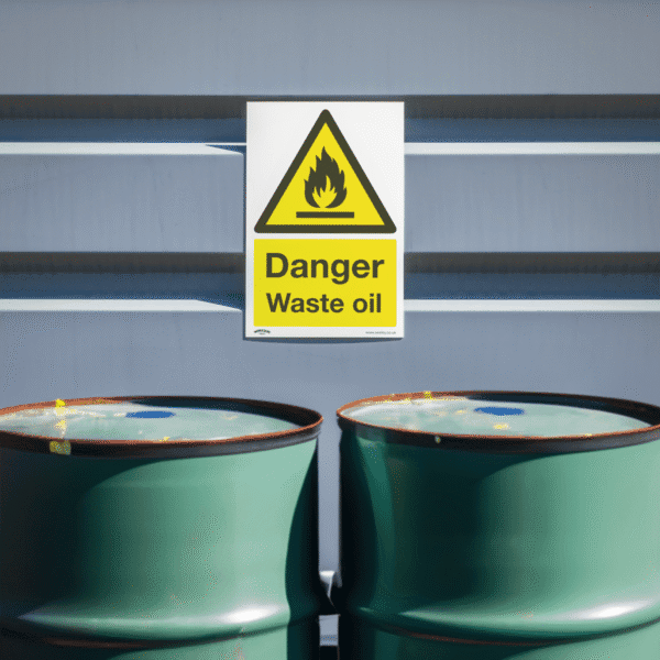 Worksafe® Danger Waste Oil Safety Sign - Rigid Plastic