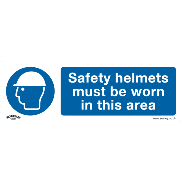 Worksafe® Safety Helmets Must Be Worn In This Area Safety Sign - Self-Adhesive Vinyl