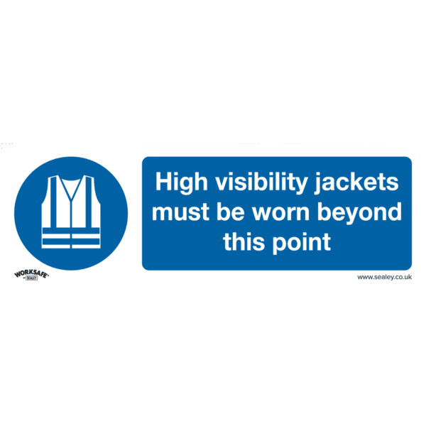 Worksafe® High Visibility Jackets Must Be Worn Beyond This Point Safety Sign - Self-Adhesive Vinyl