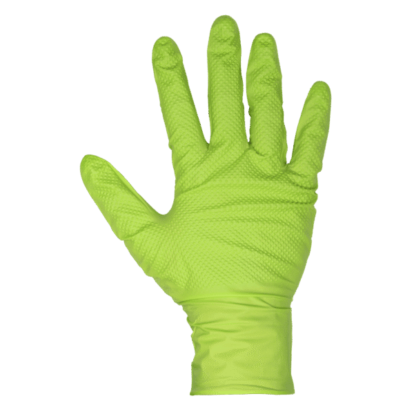 Diamond Grip Extra-Thick Nitrile Powder-Free Gloves, Hi-Vis Green, X-Large - Pack of 50