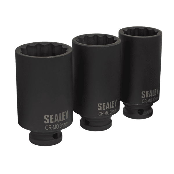 Impact Hub Nut Socket Set 1/2"Sq Drive 12-Point 3pc