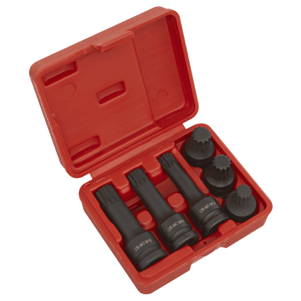 Impact Spline Socket Bit Set 1/2"Sq Drive 6pc