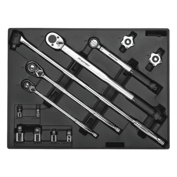 Premier Ratchet, Torque Wrench, Breaker Bar & Socket Adaptor Set with Tool Tray 13pc