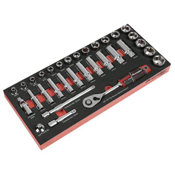 Premier Socket Set with Tool Tray 3/8"Sq Drive 32pc