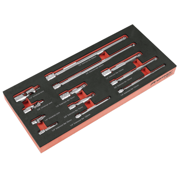 Premier Wobble Extension Bar Set with Tool Tray 1/4", 3/8" & 1/2"Sq Drive 12pc
