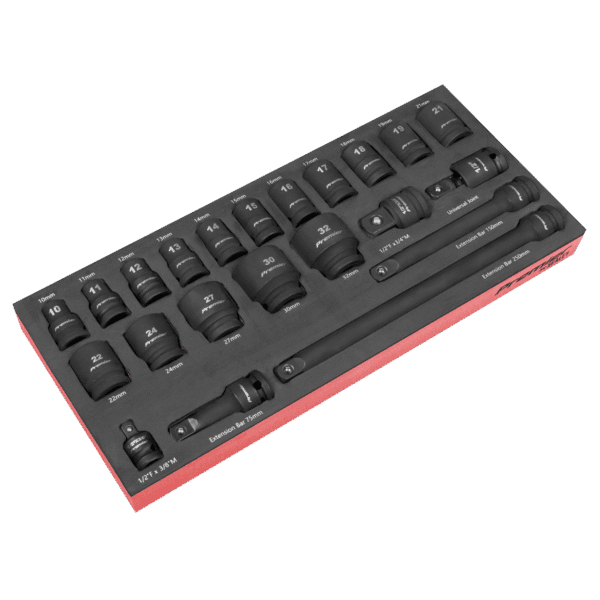 Premier Impact Socket Set with Tool Tray 1/2"Sq Drive 22pc