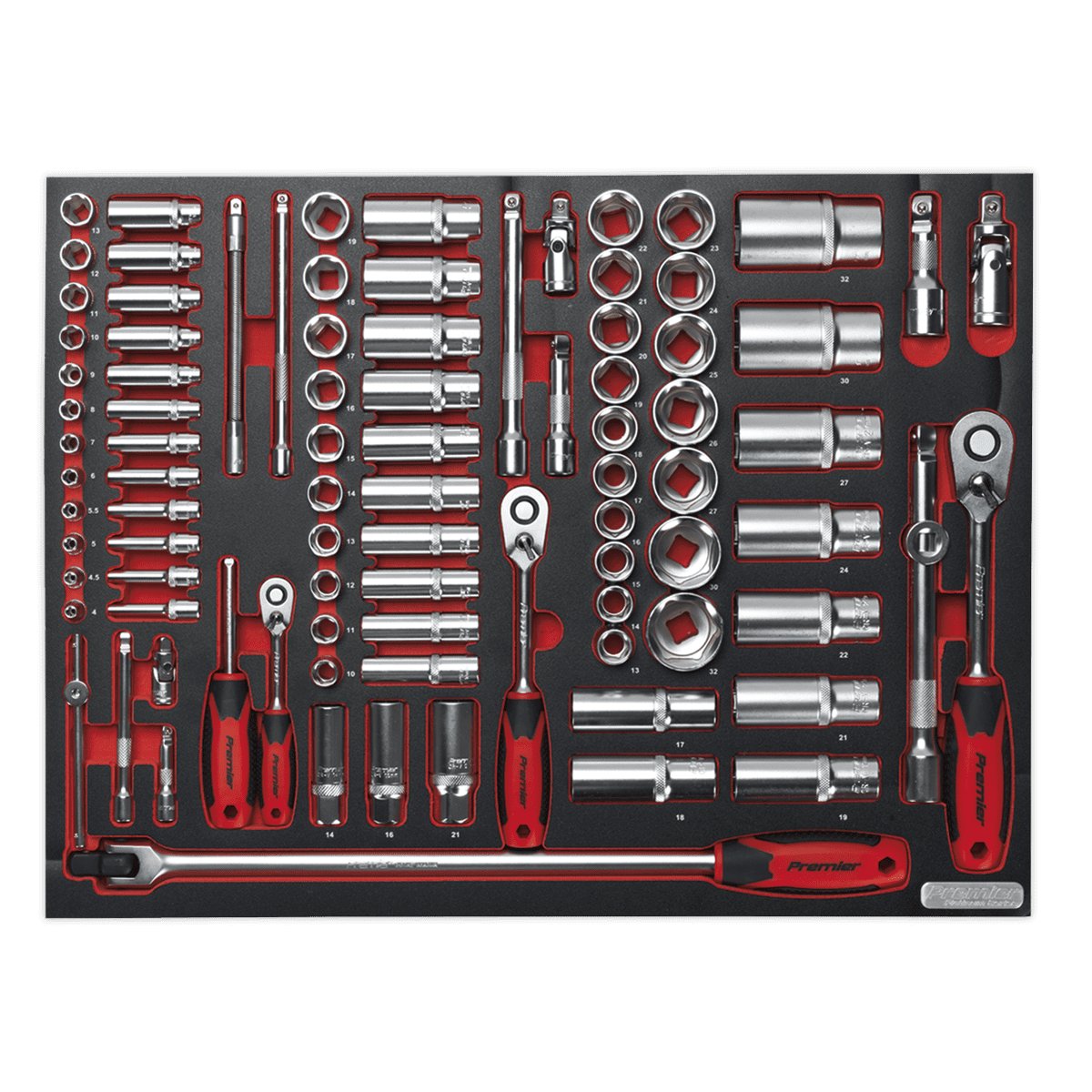 Premier Platinum Socket Set with Tool Tray 1/4", 3/8" & 1/2"Sq Drive 91pc - Image 2