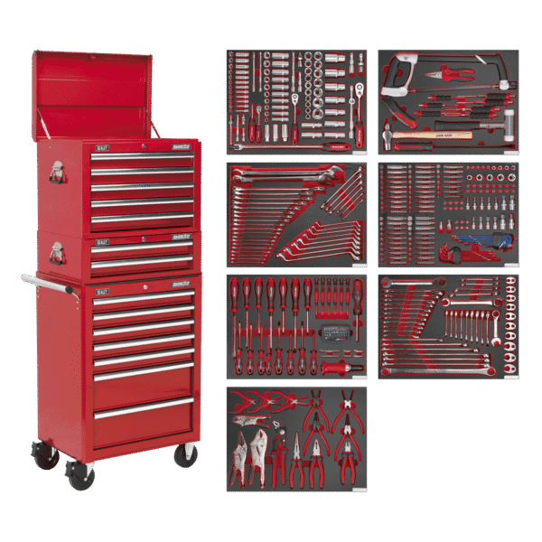 Superline PRO® Tool Chest Combination 14 Drawer with 446pc Tool Kit - Red