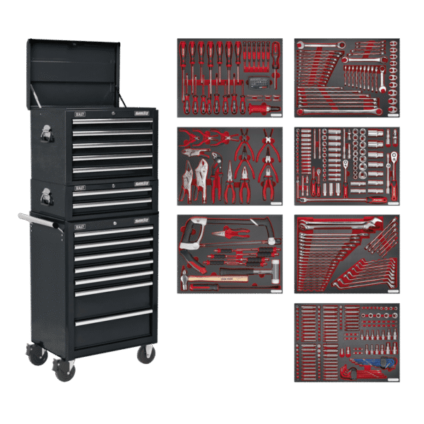 Superline PRO® Tool Chest Combination 14 Drawer with 446pc Tool Kit - Black