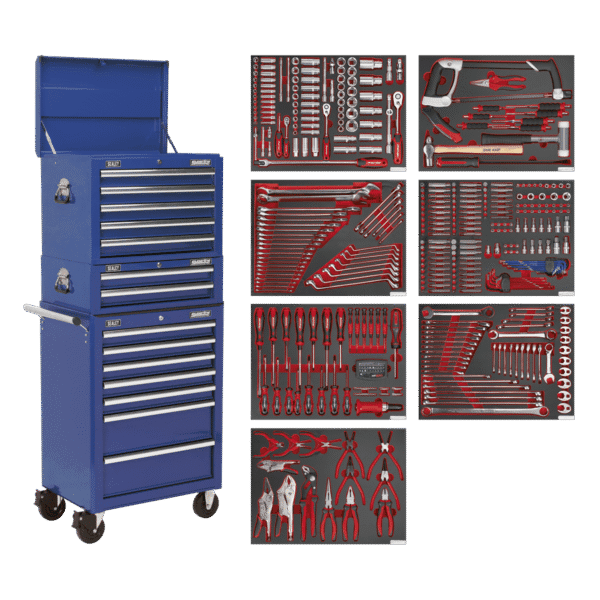 Superline PRO® Tool Chest Combination 14 Drawer with 446pc Tool Kit - Blue