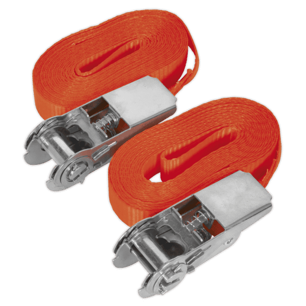 Self-Securing Ratchet Straps 25mm x 4.5m 800kg Breaking Strength - Pair
