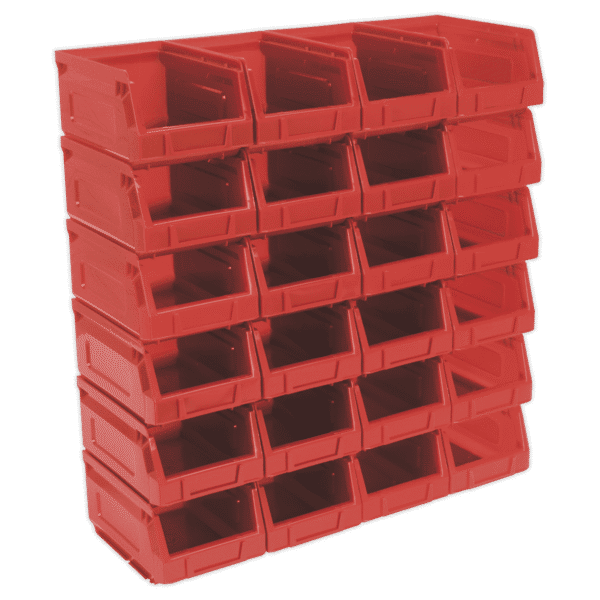 Plastic Storage Bin 105 x 165 x 85mm, Red - Pack of 24