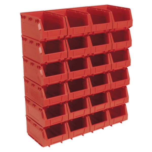 Plastic Storage Bin 150 x 240 x 130mm, Red - Pack of 24
