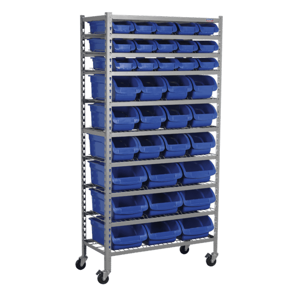 Mobile Bin Storage System with 36 Bins