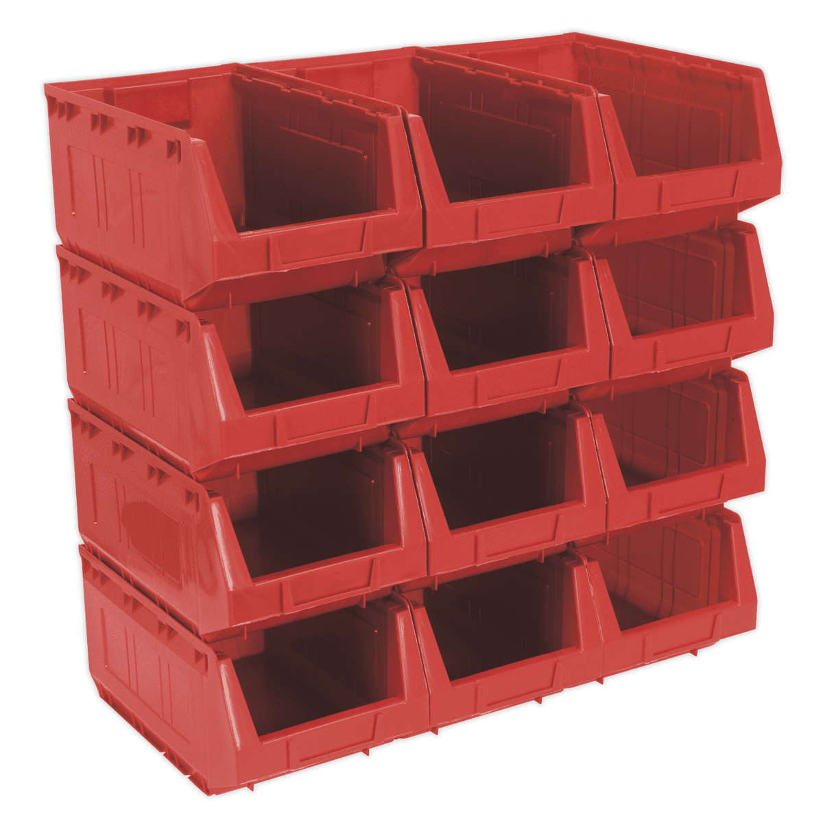 Plastic Storage Bin 210 x 355 x 165mm, Red - Pack of 12