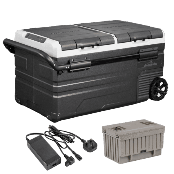 Portable Fridge Freezer/Cool Box 75L with 11.1V Portable Battery & AC/DC 230V Adaptor