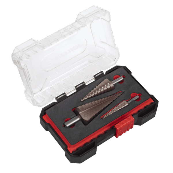 Premier Straight Flute HSS Cobalt Step Drill Bit Set 3pc