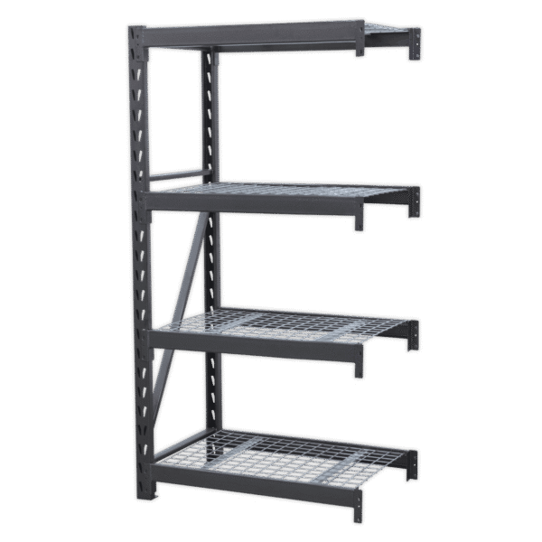 Heavy-Duty Racking Extension Pack with 4 Mesh Shelves 640kg Capacity Per Level