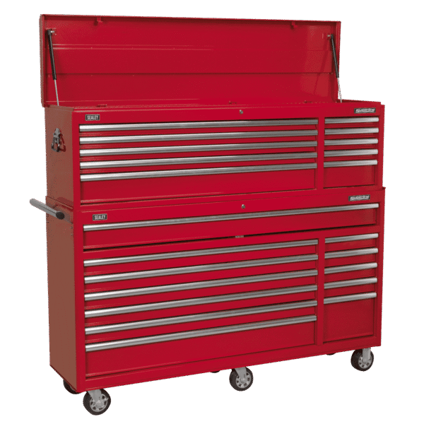 Topchest & Rollcab Combination 23 Drawer with Ball-Bearing Slides - Red