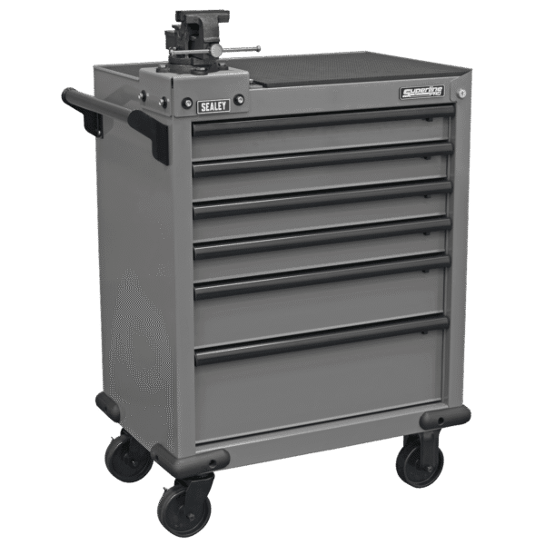 Superline PRO® Rollcab 6 Drawer with SG Swivel Base 100mm Vice