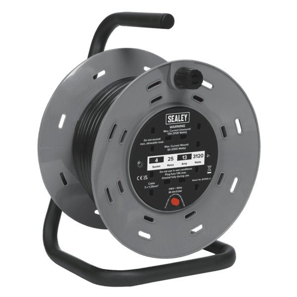25m Cable Reel with Thermal Trip 4 x 230V