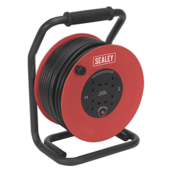 50m Heavy-Duty Cable Reel with Thermal Trip 4 x 230V