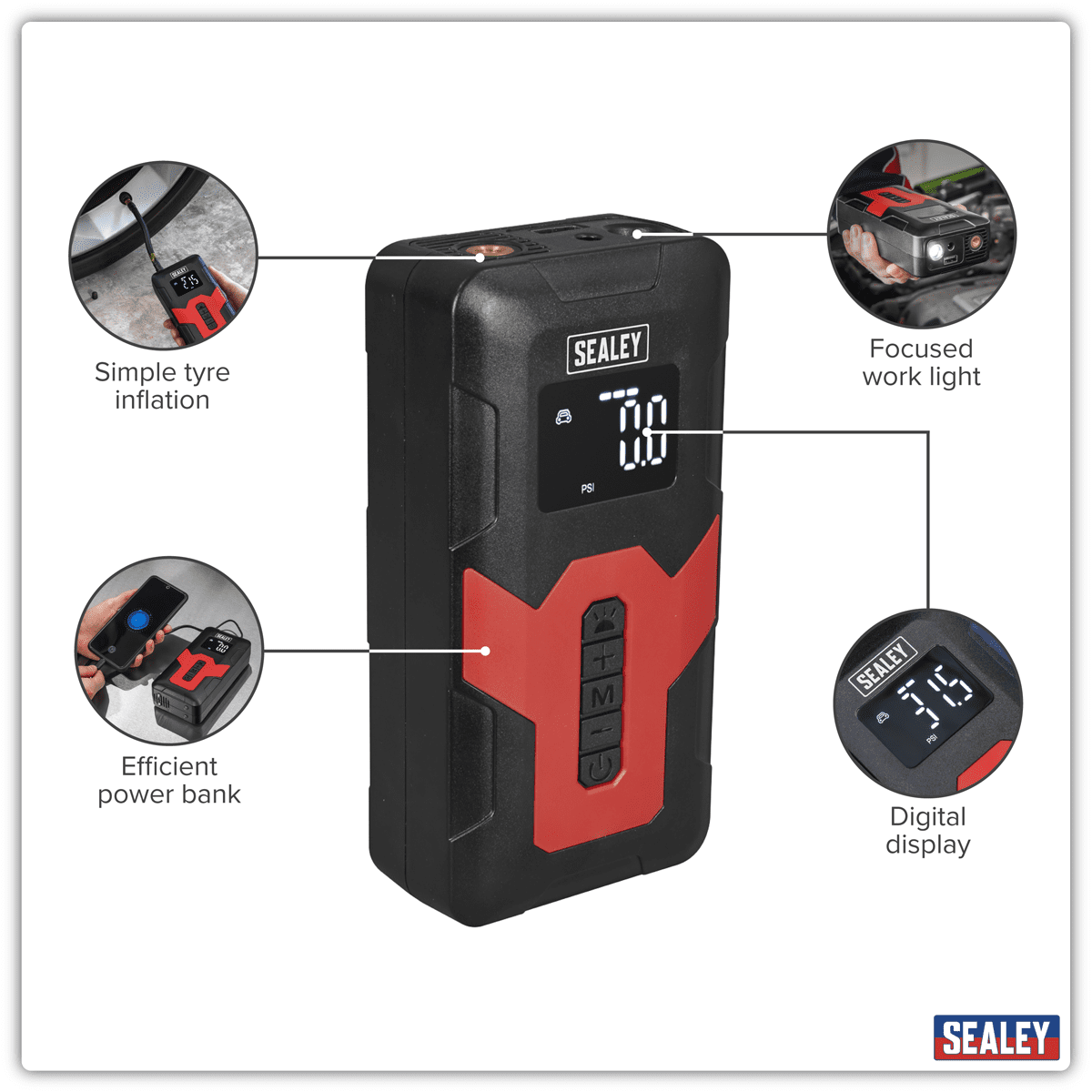 Rechargeable Tyre Inflator & Power Bank with Worklight 12V - Image 18