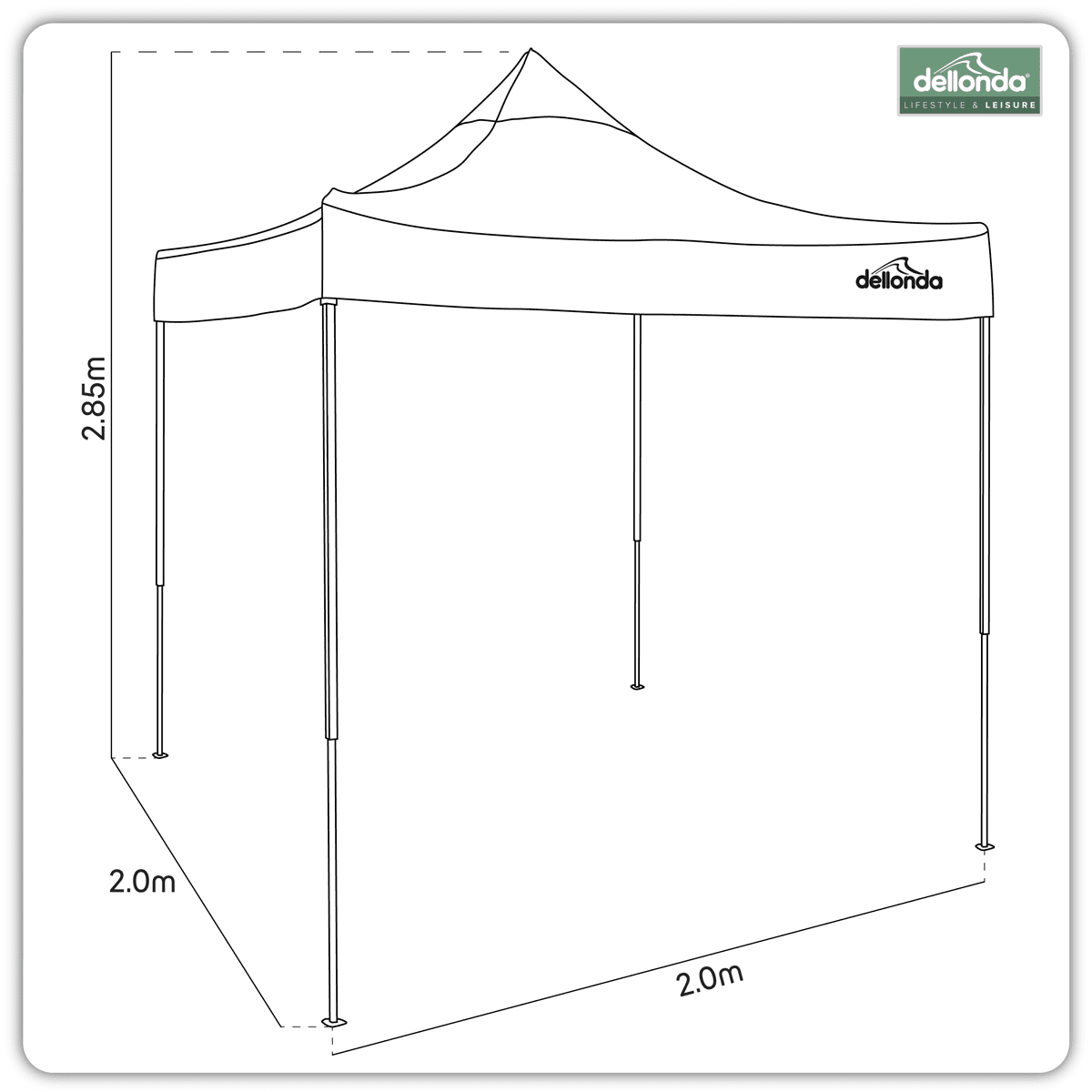Dellonda Premium 2x2m Pop-Up Gazebo, Heavy Duty, PVC Coated, Water-Resistant Fabric, Supplied with Carry Bag, Rope, Stakes & Weight Bags - Beige Canopy - Image 12