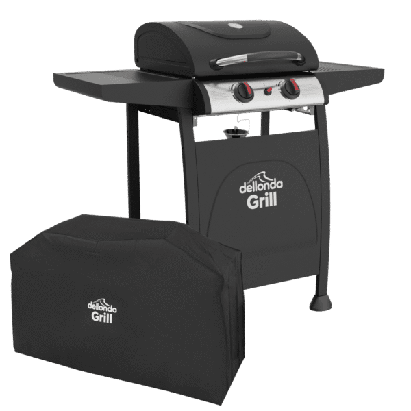 Dellonda 2 Burner Gas BBQ Grill with Piezo Ignition, Thermometer & Cover