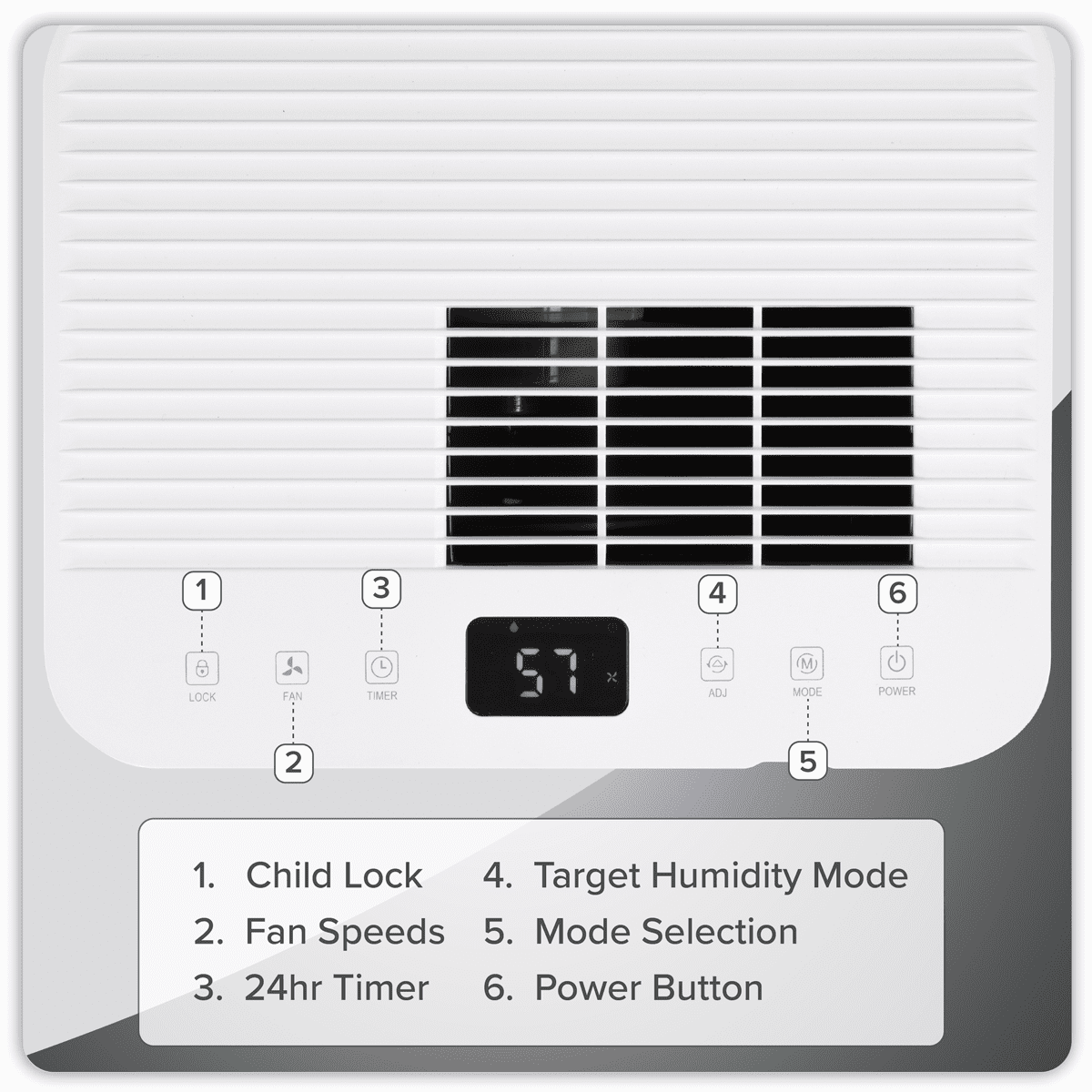 Baridi Dehumidifier with Digital Display & 24hr Timer 20L - White - Image 33