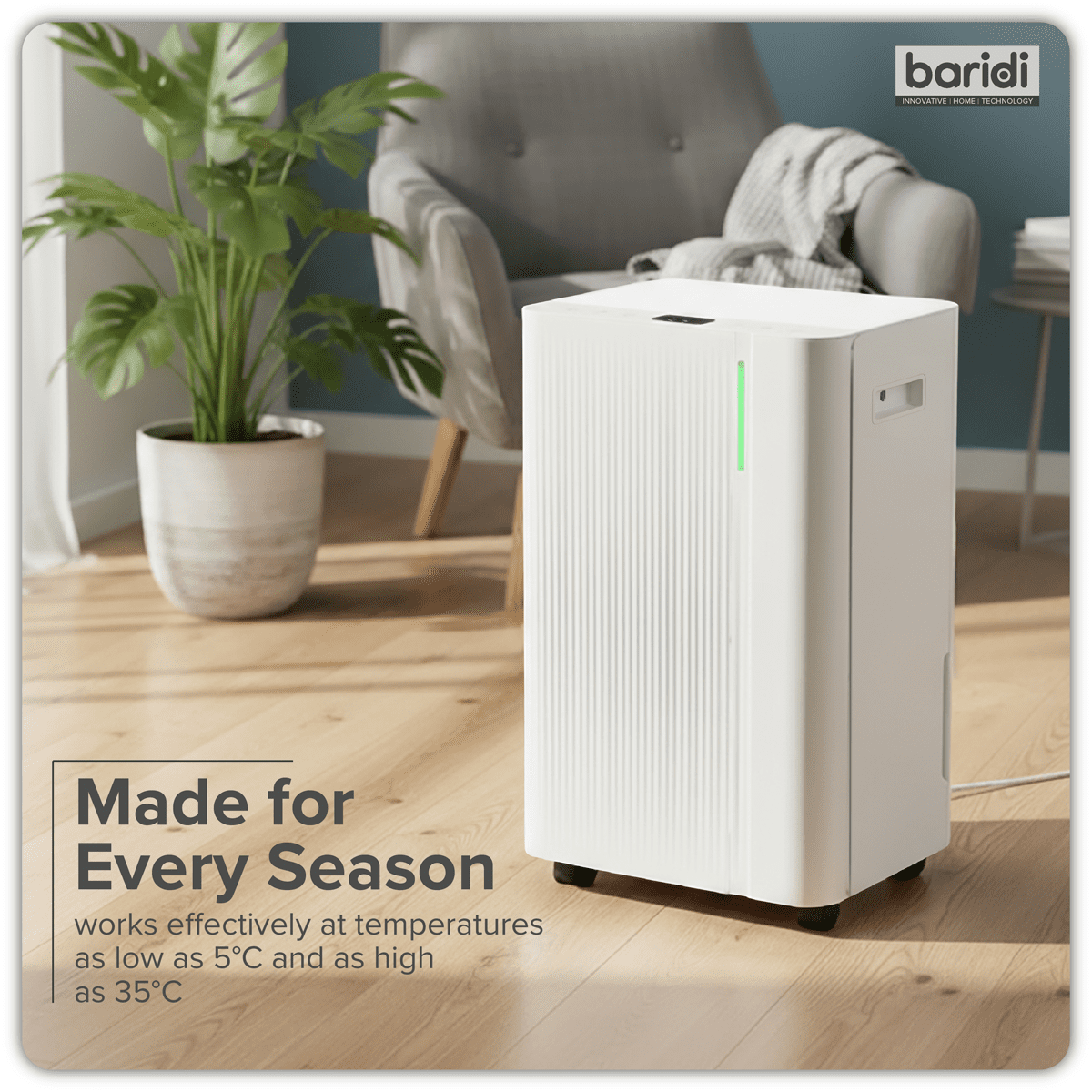 Baridi Dehumidifier with Digital Display & 24hr Timer 20L - White - Image 29