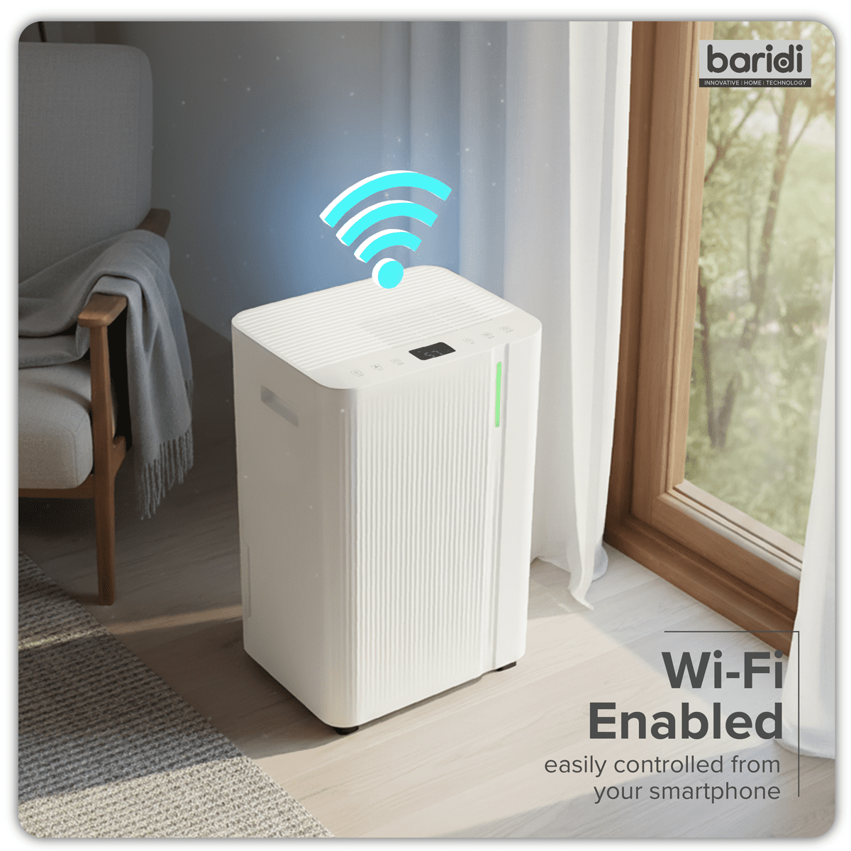 Baridi Dehumidifier with Digital Display & 24hr Timer 20L - White - Image 27